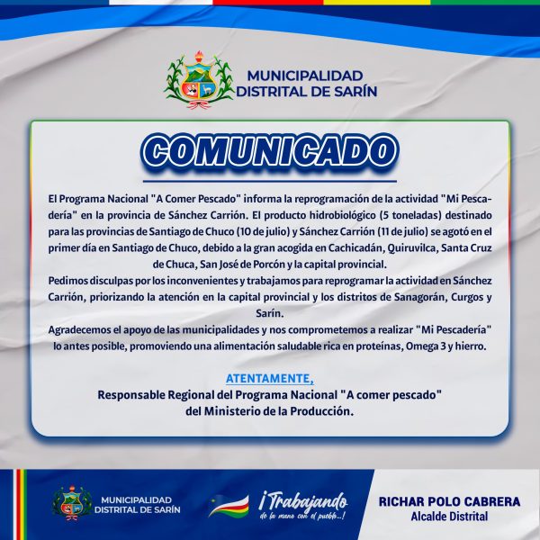 El Programa Nacional «A Comer Pescado» informa la reprogramación de la actividad «Mi Pescadería»